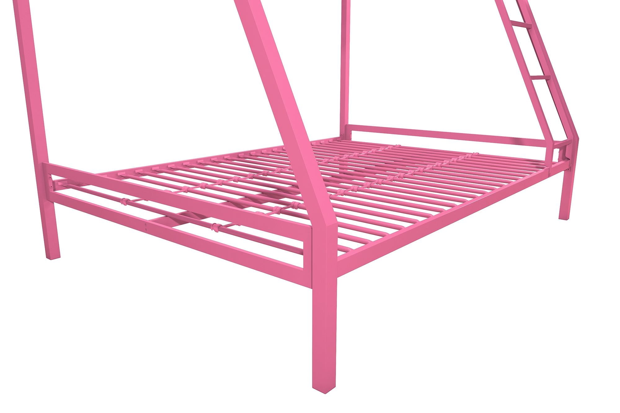 Mainstays Premium Twin over Full Metal Bunk Bed, Pink