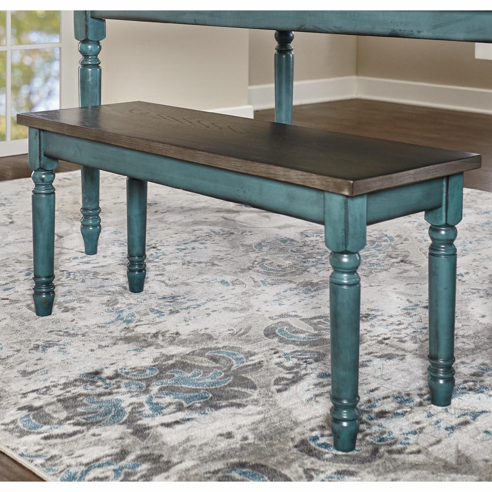 Willow Farmhouse 6-Piece Dining Set, Burnished Smoke and Distressed Teal Blue