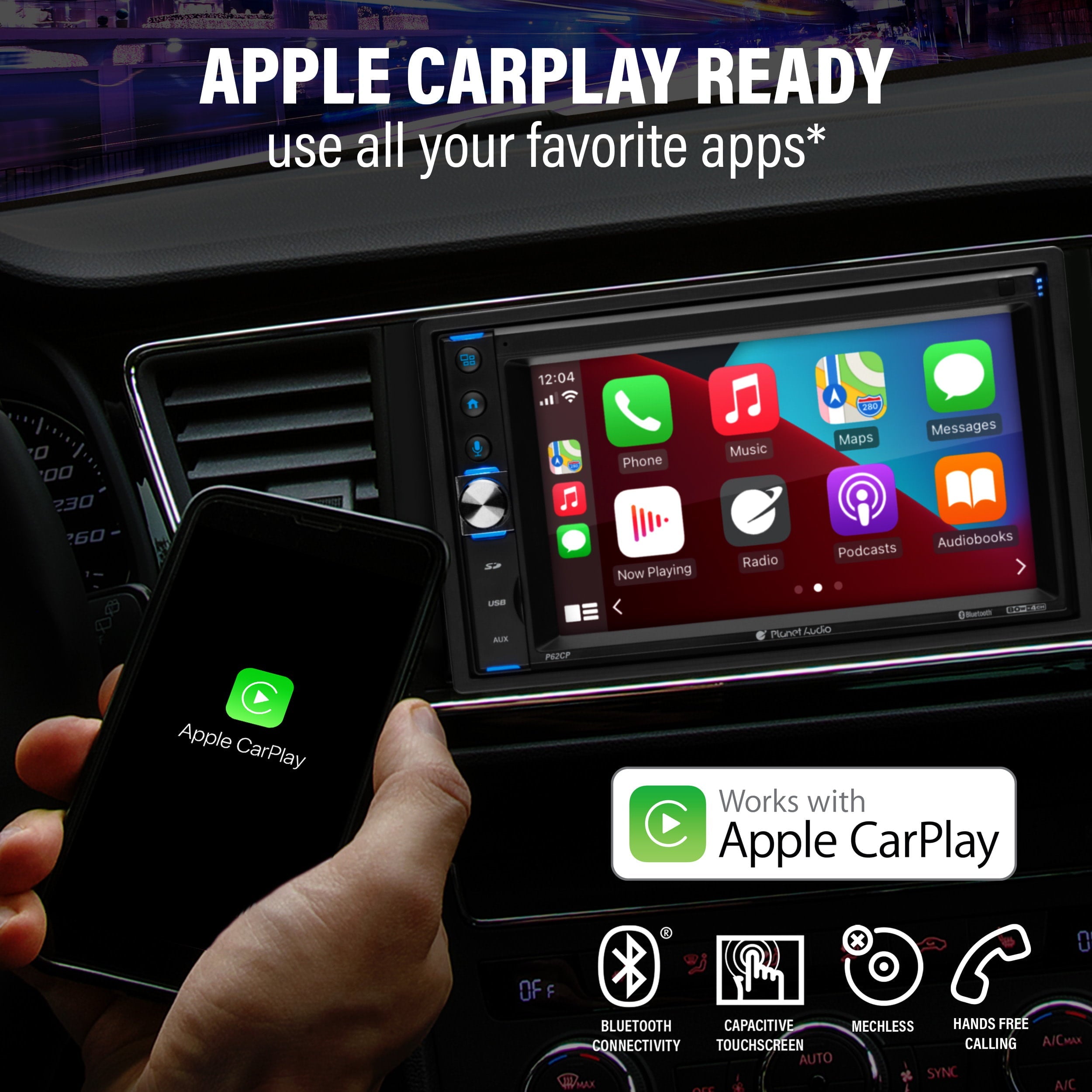 Planet Audio P62CP 6.2” Car Stereo - Apple CarPlay