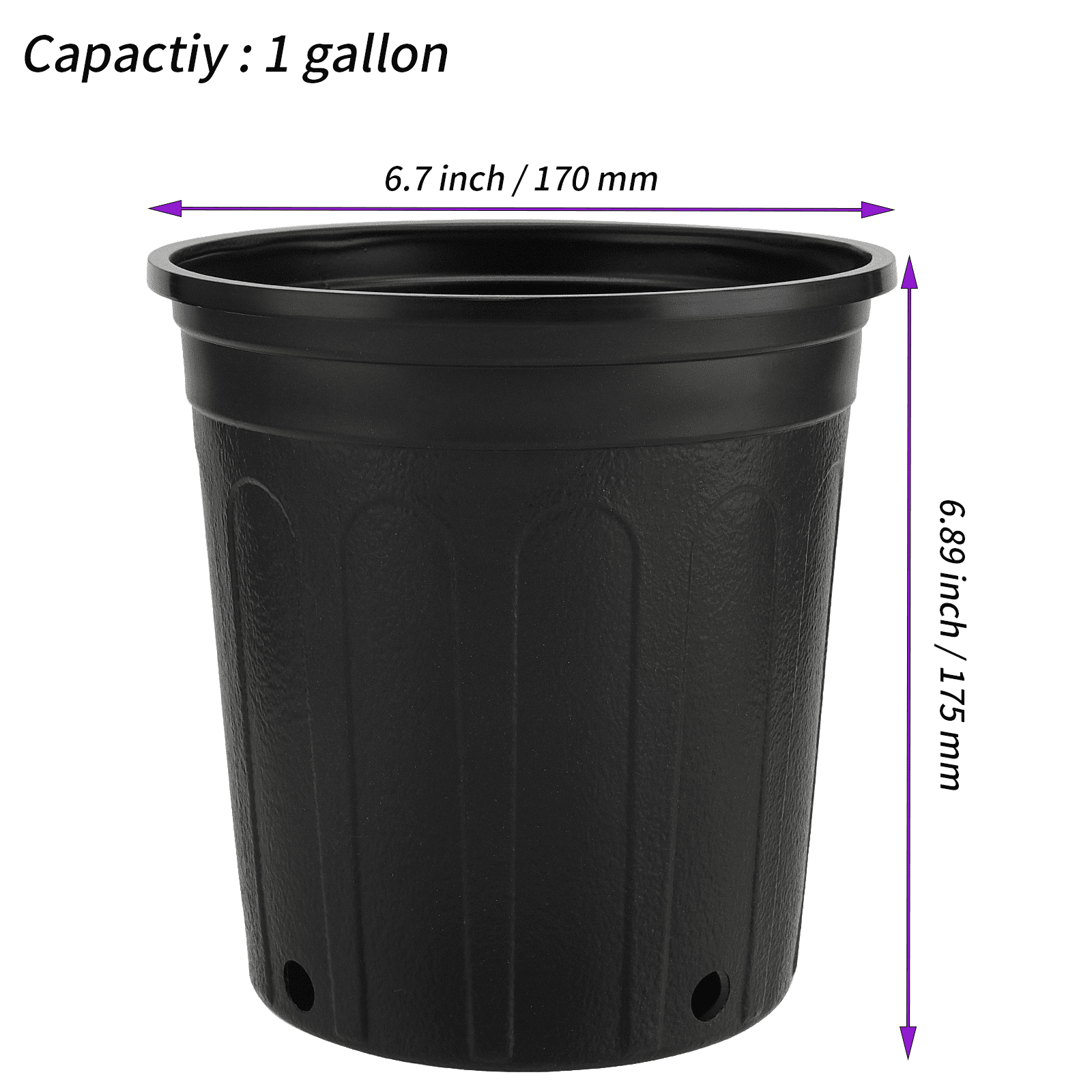 SEUNMUK 15 Pack 1 Gallon Plastic Nursery Pots,Trade Pots with Drainage, Nursery Seedlings Plant Pots Seed Starting Pots Flower Planter Containers
