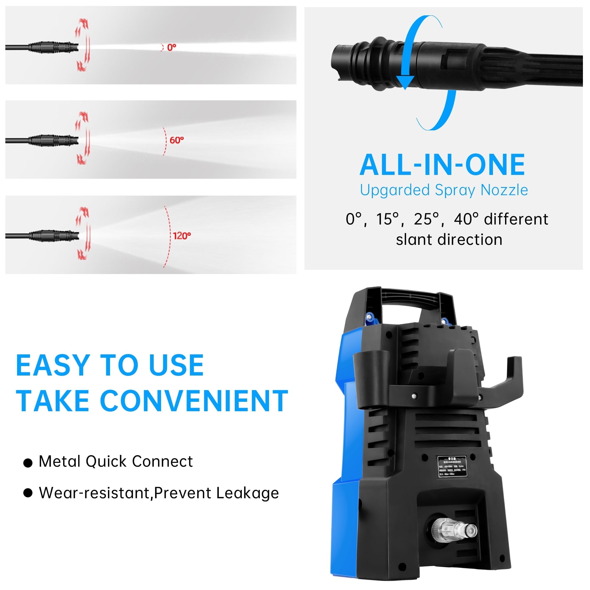 SUGIFT 2000-PSI 2.3-GPM Electric Pressure Washer 1800W High Pressure Washer Cleaner Machine