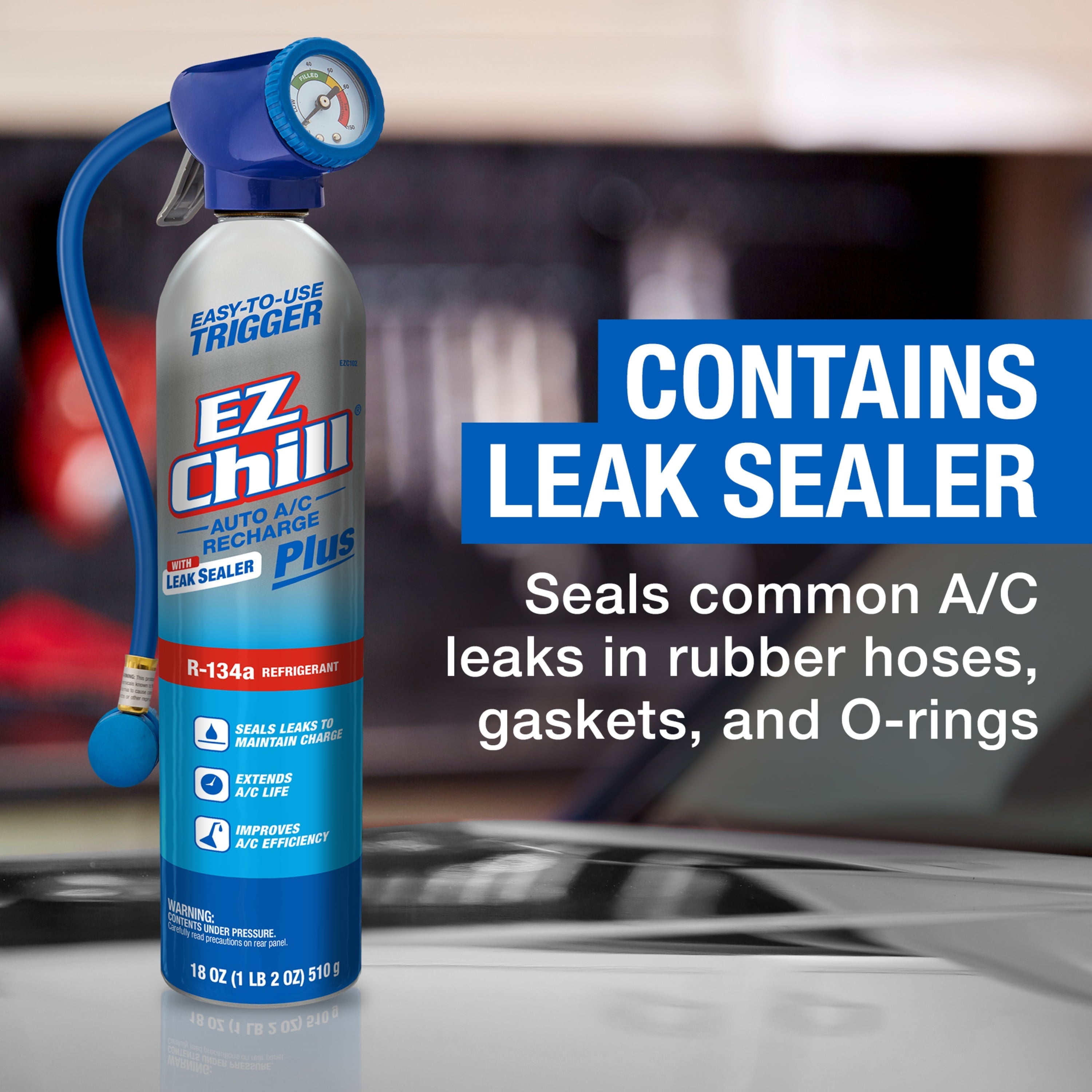 EZ Chill R-134a Auto AC Recharge Kit with Leak Sealer Plus - 18 OZ