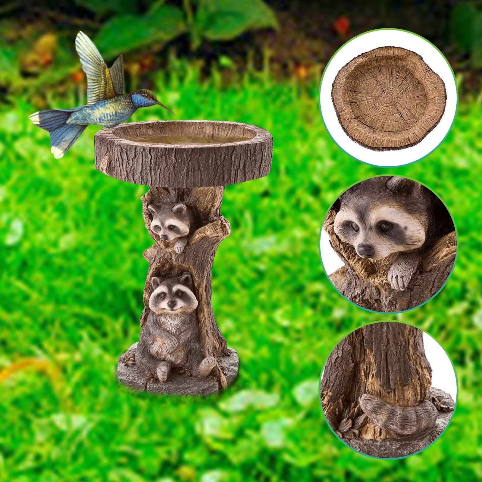 Puntoco Special Offers Clearance Beautiful Sunflower Bird Bath Brown Pedestal Handmade for Outdoor
