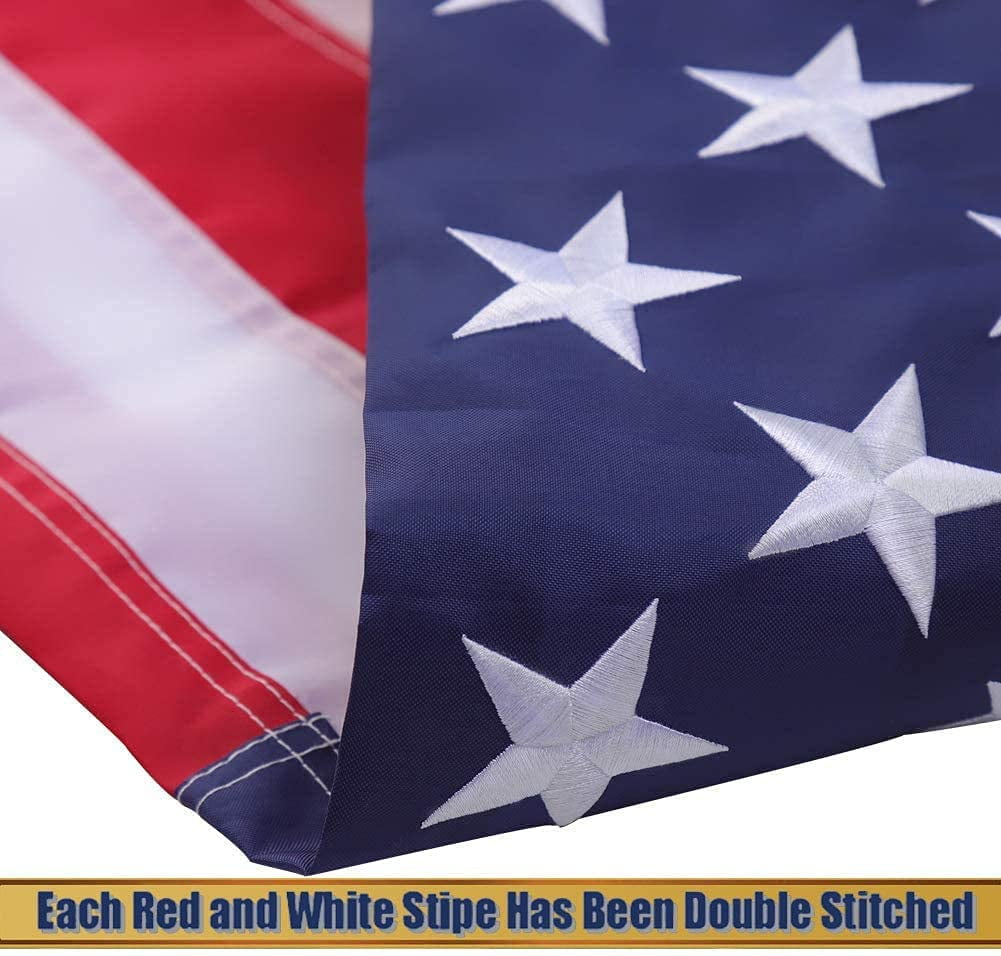 Large Embroidered US Flag 4x6 ft, 100% Made In America Flags, Durable Heavy Duty Nylon USA Flag Banners, Longest Lasting United States Flag with Sewn Stripes and Brass Grommets for Outdoor