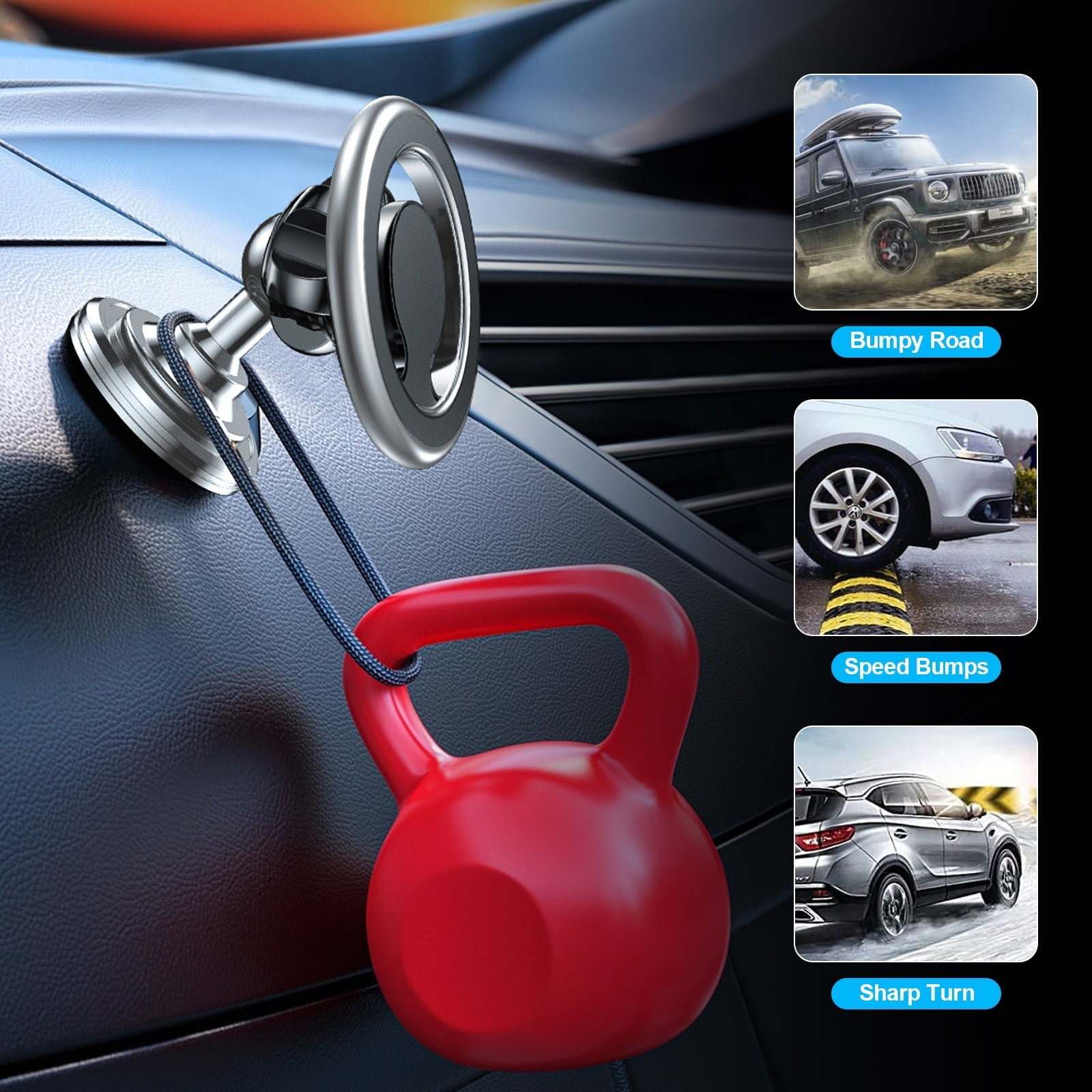 Magnetic Phone Car Mount, TSV 360 Rotation Dashboard Phone Holder for Car with Strong Adhesive Stick, Magnet Car Phone Holder Mount Fit for iPhone 14 13 12 11 Pro SE XR XS, Samsung LG Phones