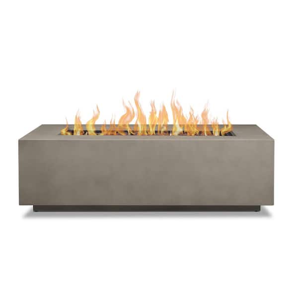 Aegean 50 in. L X 32 in. W Outdoor Rectangular Powder Coated Steel Propane Fire Pit in Black with Lava Rocks