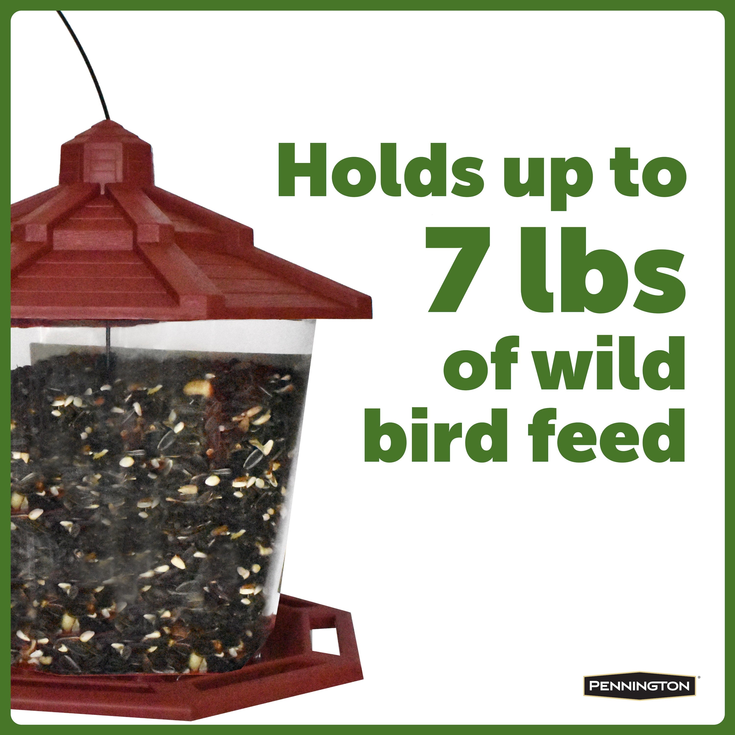 Pennington Red Resin Ecozebo Wild Bird Hopper Feeder, 7 lb. Capacity, 2 Pack