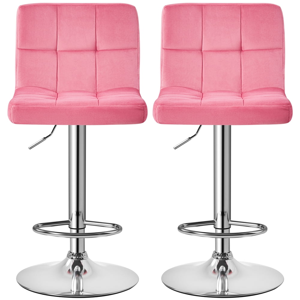 Smile Mart Adjustable Modern Faux Leather Counter-Height Mid-Back Barstool, Set of 2,Black