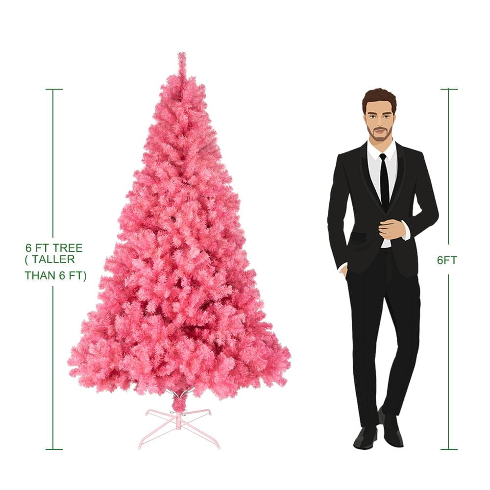 Ktaxon 6FT Christmas Tree,Artificial Xmas Tree, 1600Tips, with Metal Stand, for Holidays Decor,Pink