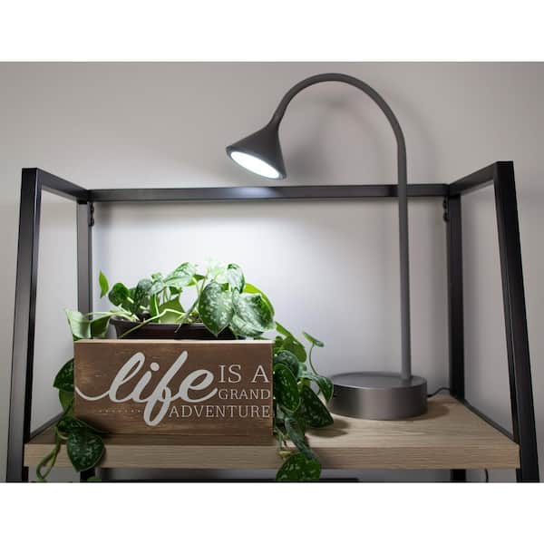 16 in. Gray Gooseneck LED Desk Lamp with 3 Brightness Levels