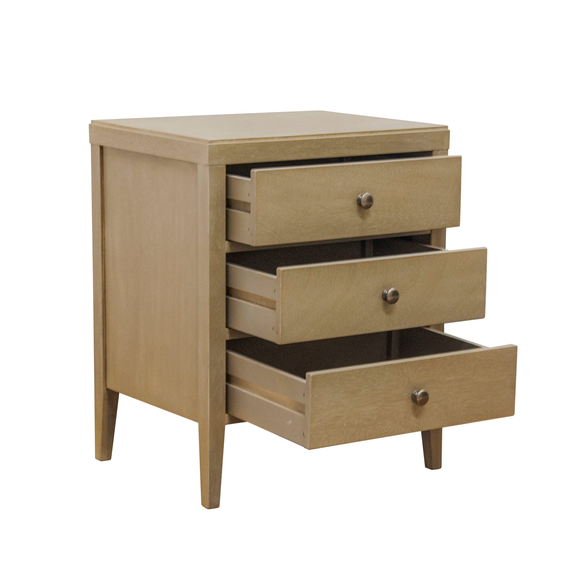 Webb 3-Drawer Wooden Nightstand by East at Main - Wheat Solid Wood Accent Table / End Table with Black Accents (19x15x23)