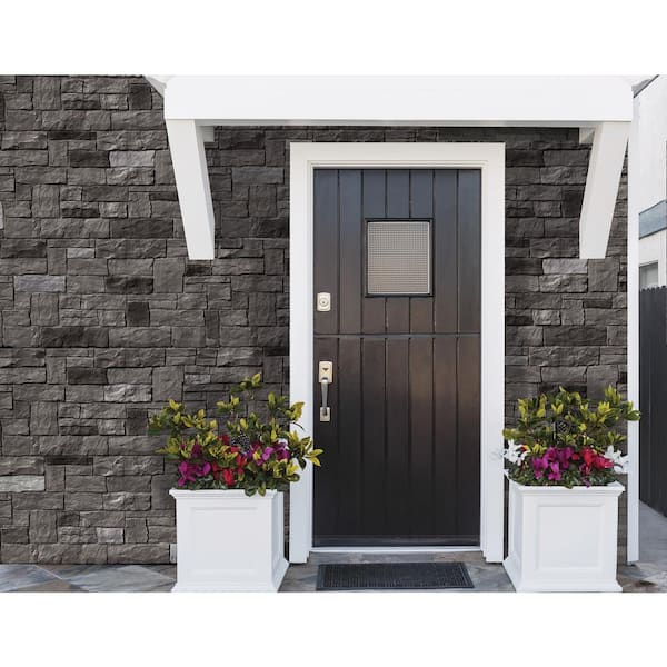 20.25 in. W x 45 in. L Artisan Cut Polymer Stone Panel in Ash (6 panels Per Case)