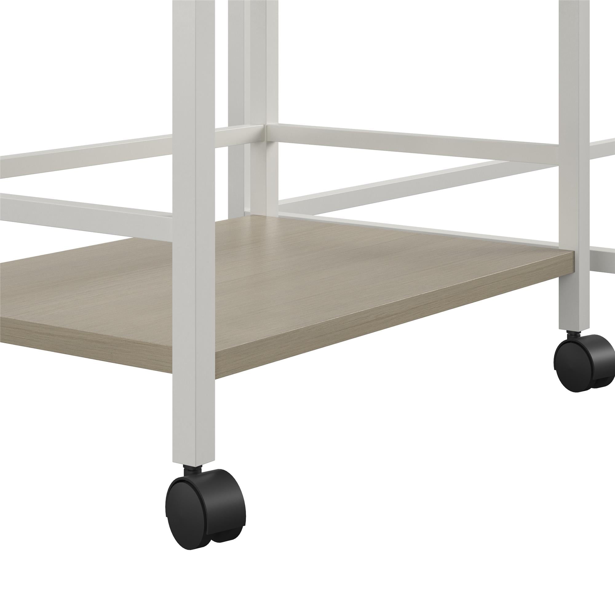 Mainstays Bryant Desk with Rolling Cart, Pale Oak/White