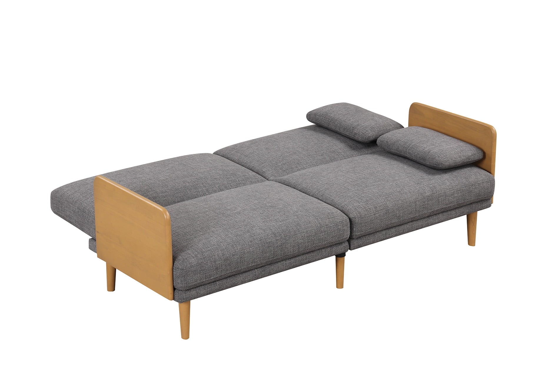 Better Homes & Gardens Futon With Wood Arms, Gray Linen