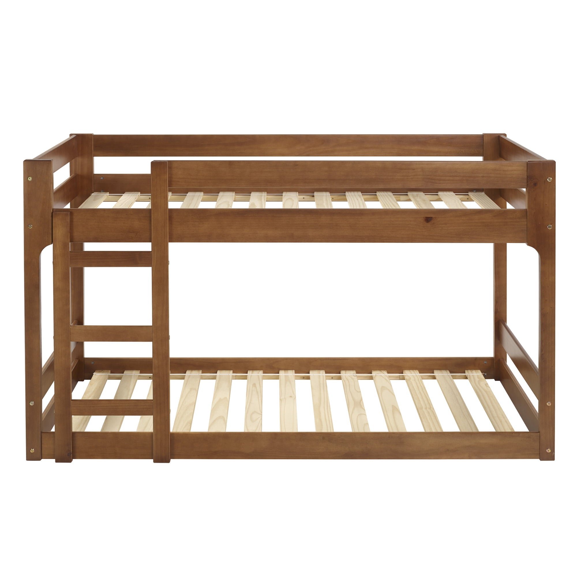 Walker Edison Modern Twin Over Twin Youth Bunk Bed, Caramel