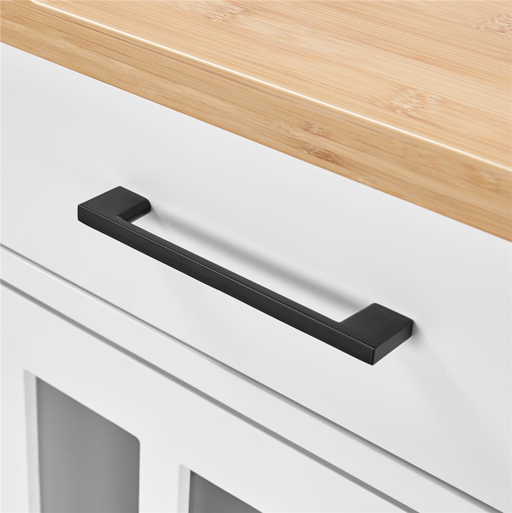 Yaheetech Mobile Kitchen Cart with Cabinet & Open Shelves, White