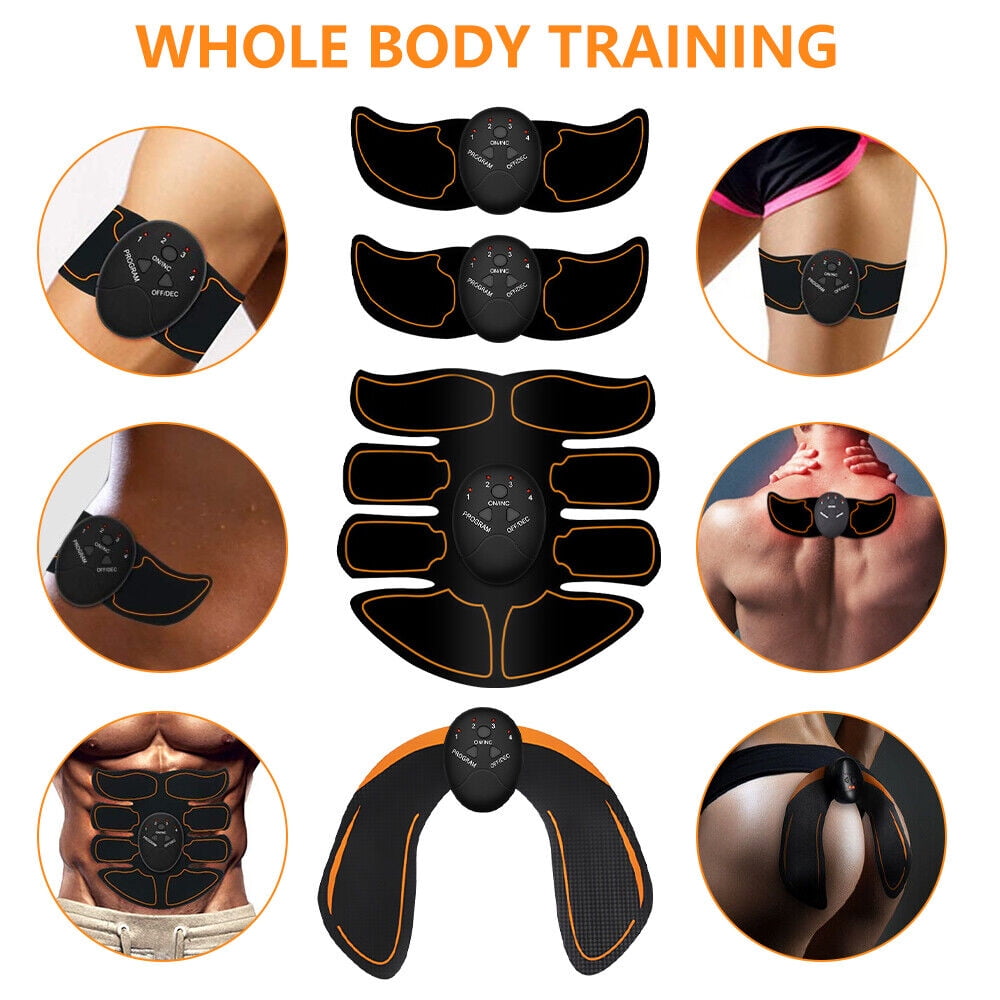 Electric Muscle Toner Machine ABS Toning Belt Simulation Fat Burner Belly Shaper Abdominal shaper battery yellow four-piece set