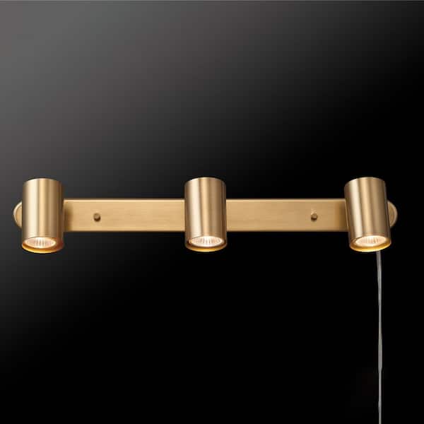 1.85 ft. 3-Light Matte Brass Plug-In Fixed Track Lighting Kit