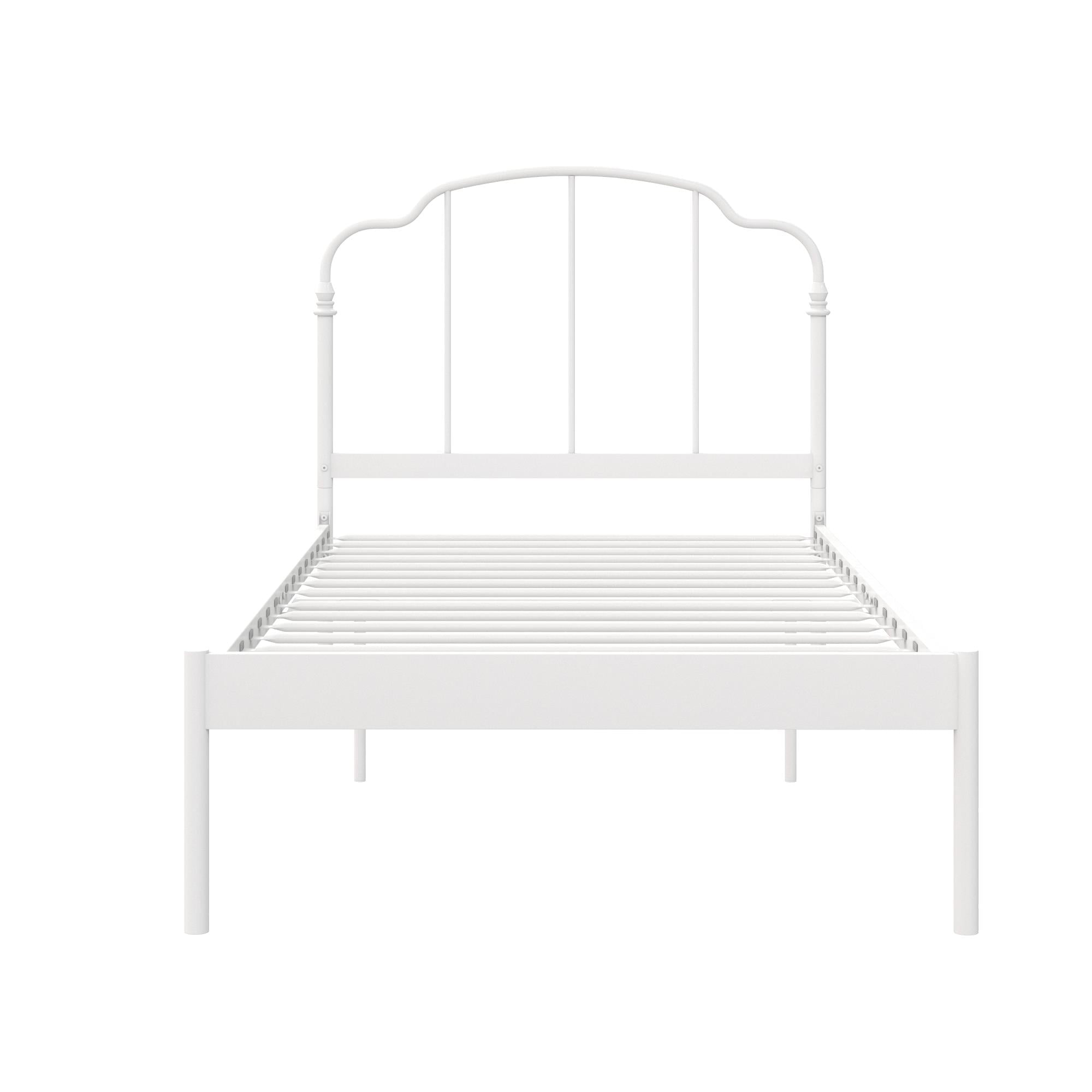 RealRooms Camie Metal Bed, Adjustable Base Height, Twin, White