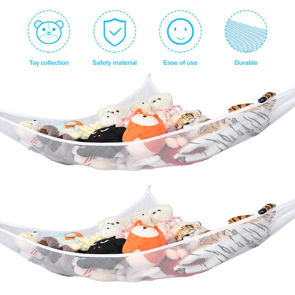 Fyeme 2 Pack Hammock Organizer for Stuffed Animals,Teddies Large Mesh Toys Holder Net Organiser with 6 Strong Hooks