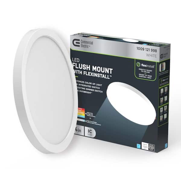 Flexinstall LED 14 in. White Disklight Flush Mount Recessed Light for Home with 5CCT + DuoBright Dimming