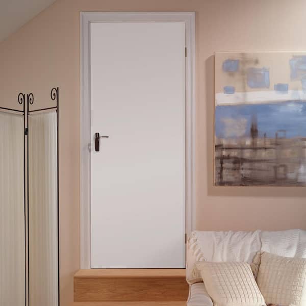36 in. x 80 in. No Panel Primed White Smooth Flush Hardboard Hollow Core Composite Interior Door Slab