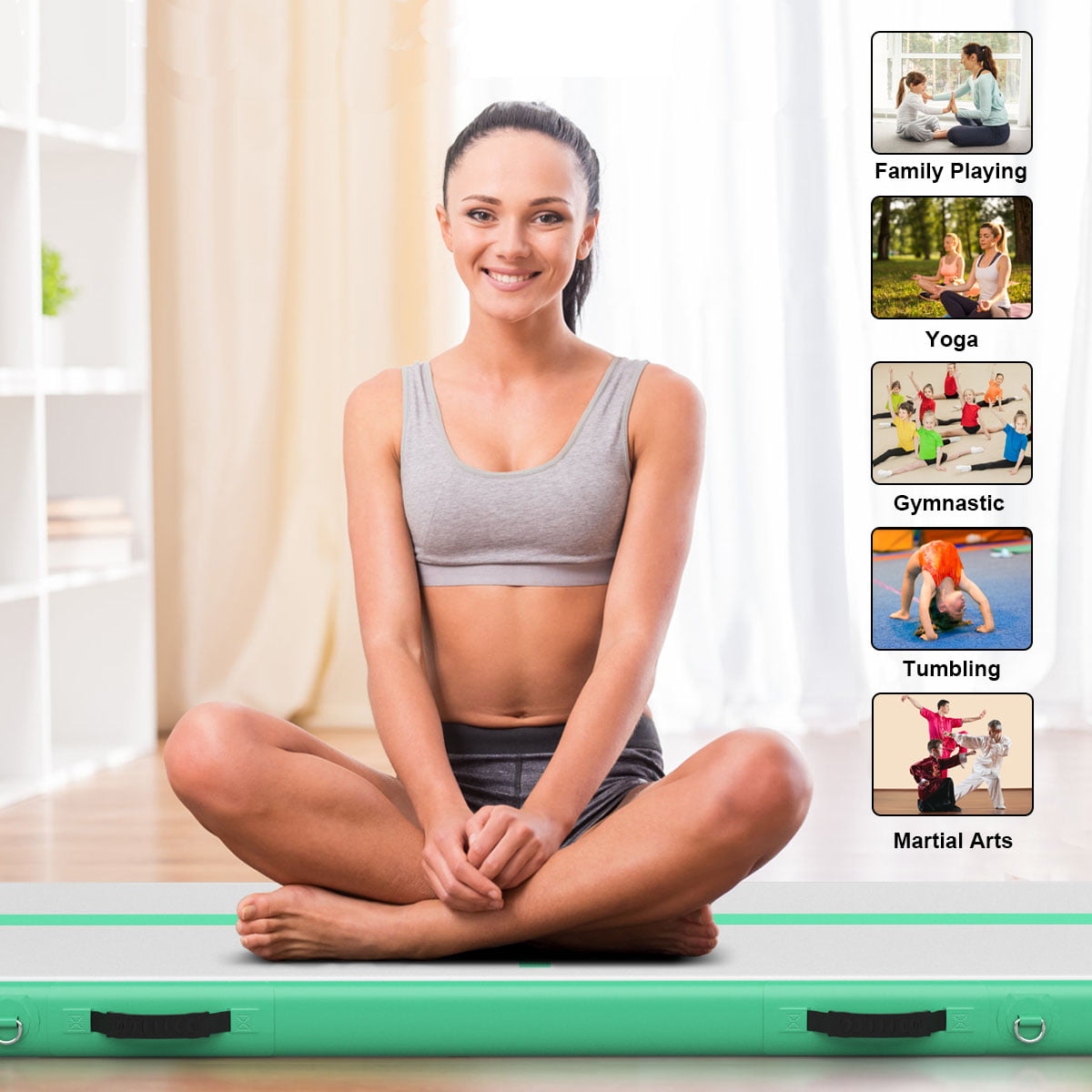 Goplus 13FT Air Track Inflatable Gymnastics Tumbling Mat w/ Pump Green