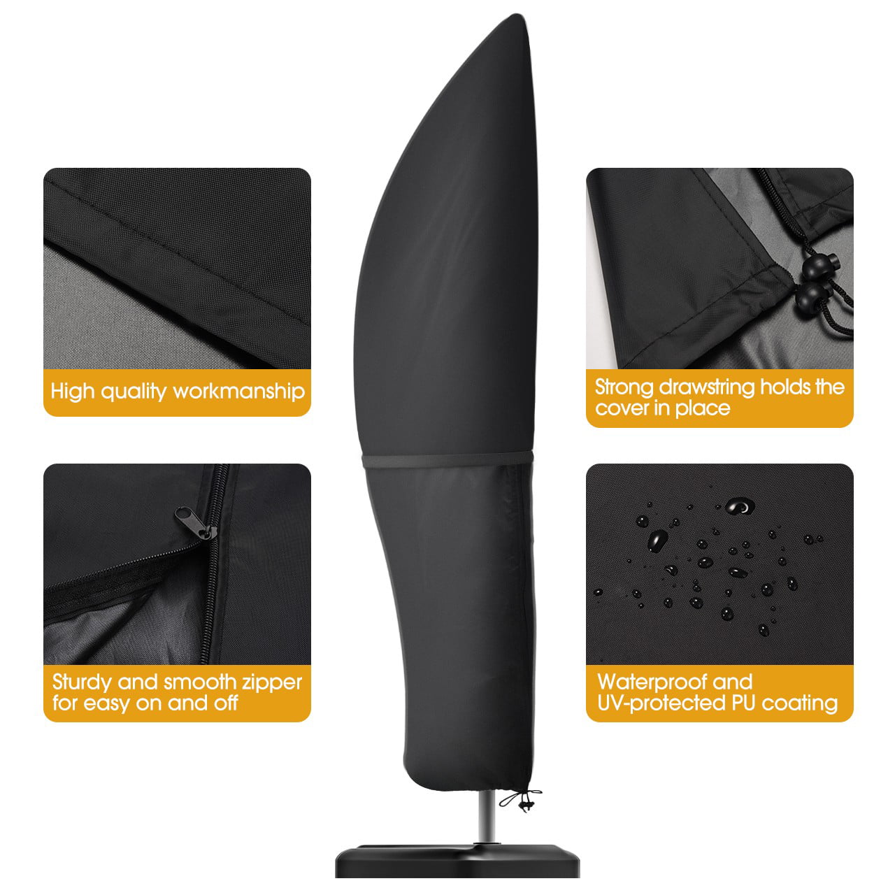 Homitt Patio Umbrella Cover, Cantilever Outdoor Umbrellas Cover, for 7ft to 11ft Offset Market Durable Umbrella Cover, Parasol Waterproof Umbrellas Cover with Zipper