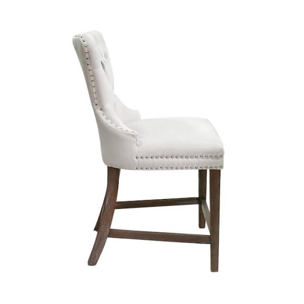 York Beige Velvet Bar Stools (Set of 2)