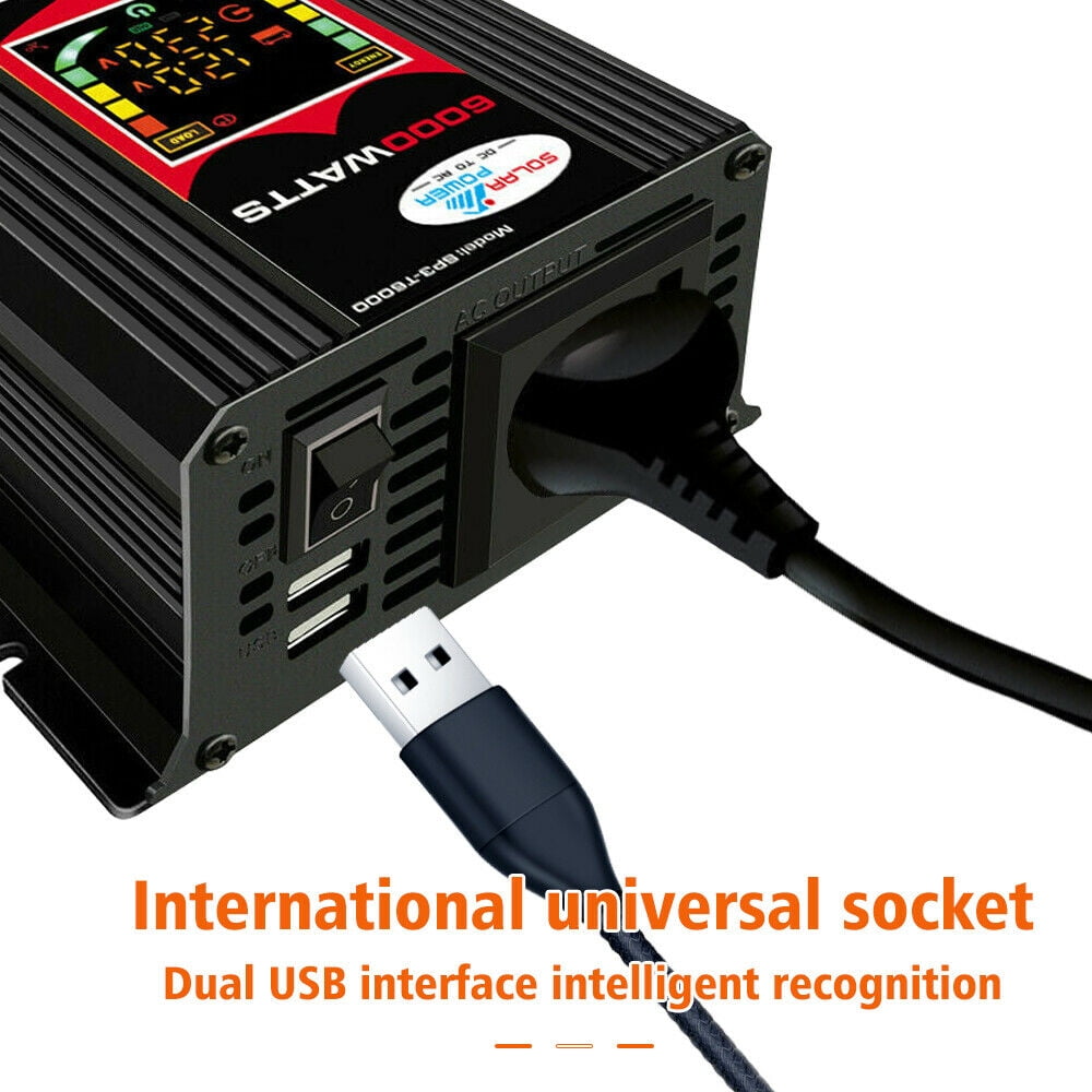 DFITO 6000W Power Inverters,6000W Car Power Inverter, 12v to 110v AC Converter with 1 AC Outlets 4.2A Dual USB Inverter and 1 Car Cigarette Lighter for Truck/RV Power Converter