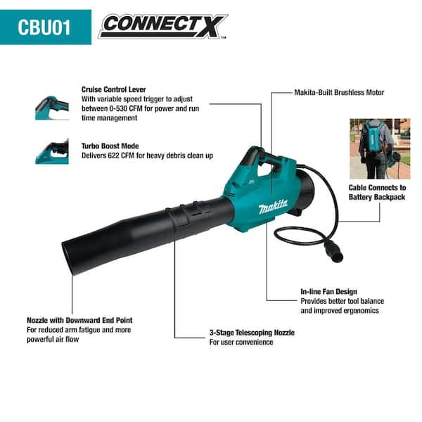 36V 157 mph 622 CFM ConnectX Cordless Brushless Blower, Connector Cable (Tool Only)
