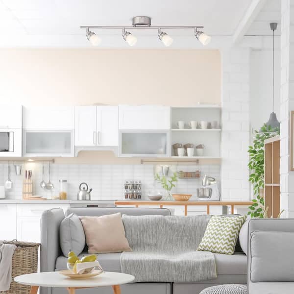 2.6 ft. 4-Light Brushed Nickel Integrated LED Fixed Track Lighting Kit