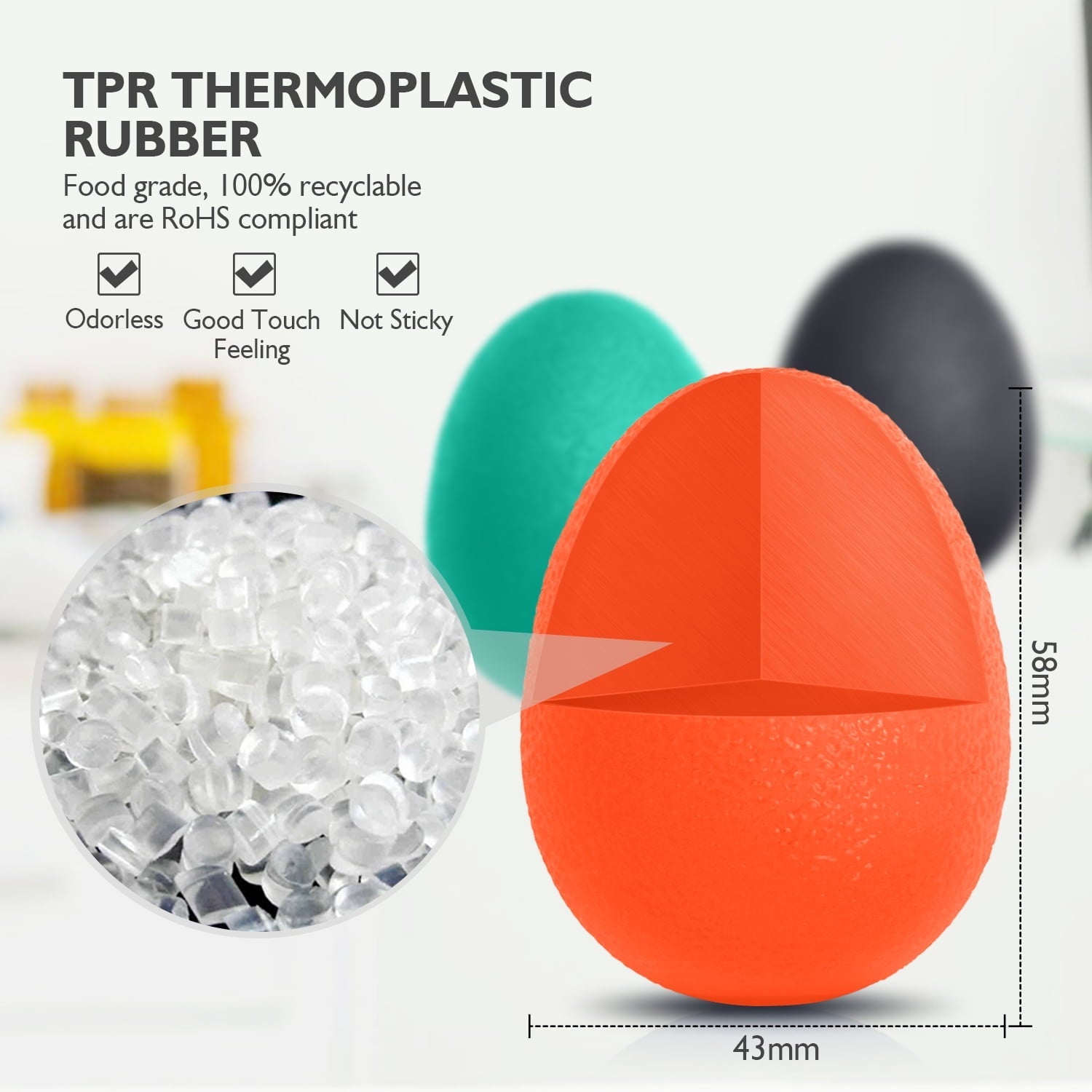 Peradix Hand Grip Strengthener, Stress Relief Ball for Adults and Kids, Wrist Rehab Therapy Hand Grip Equipment Ball Squishy Tools - Set of 3 Finger Resistance Exercise Squeezer