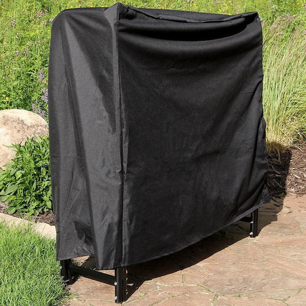 4 ft. Black Heavy-Duty Firewood Log Rack Cover