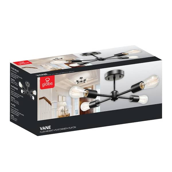 Vane 4-Light Matte Black Flush Mount Ceiling Light