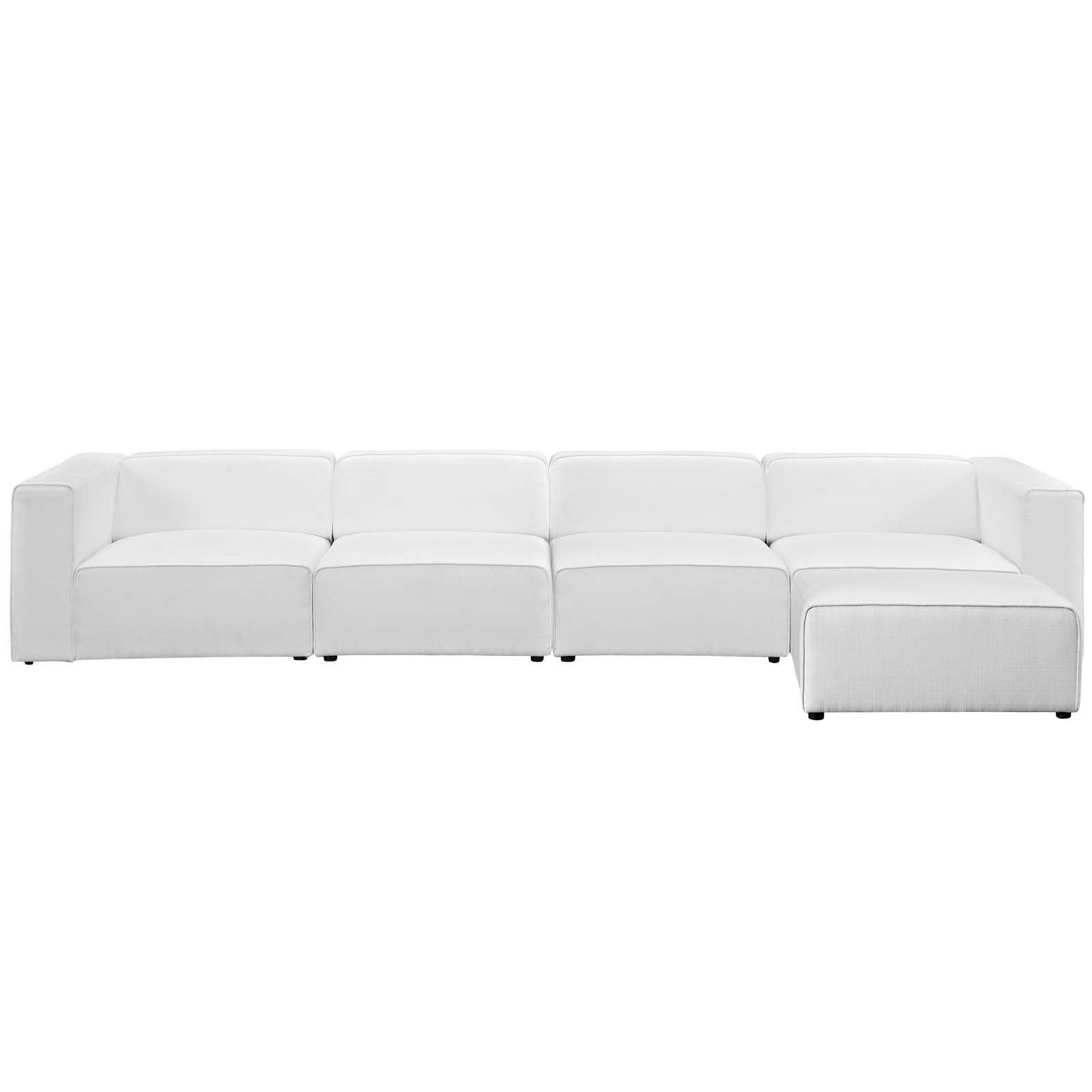 Modway Mingle 5 Piece Upholstered Fabric Sectional Sofa Set in White