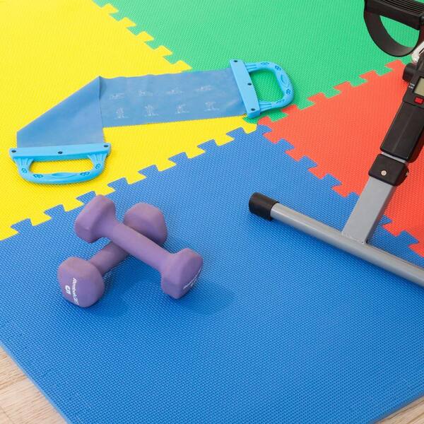 Multi-Color 24 in. x 24 in. x 0.50 in. Interlocking EVA Foam Floor Mat (4-Pack)