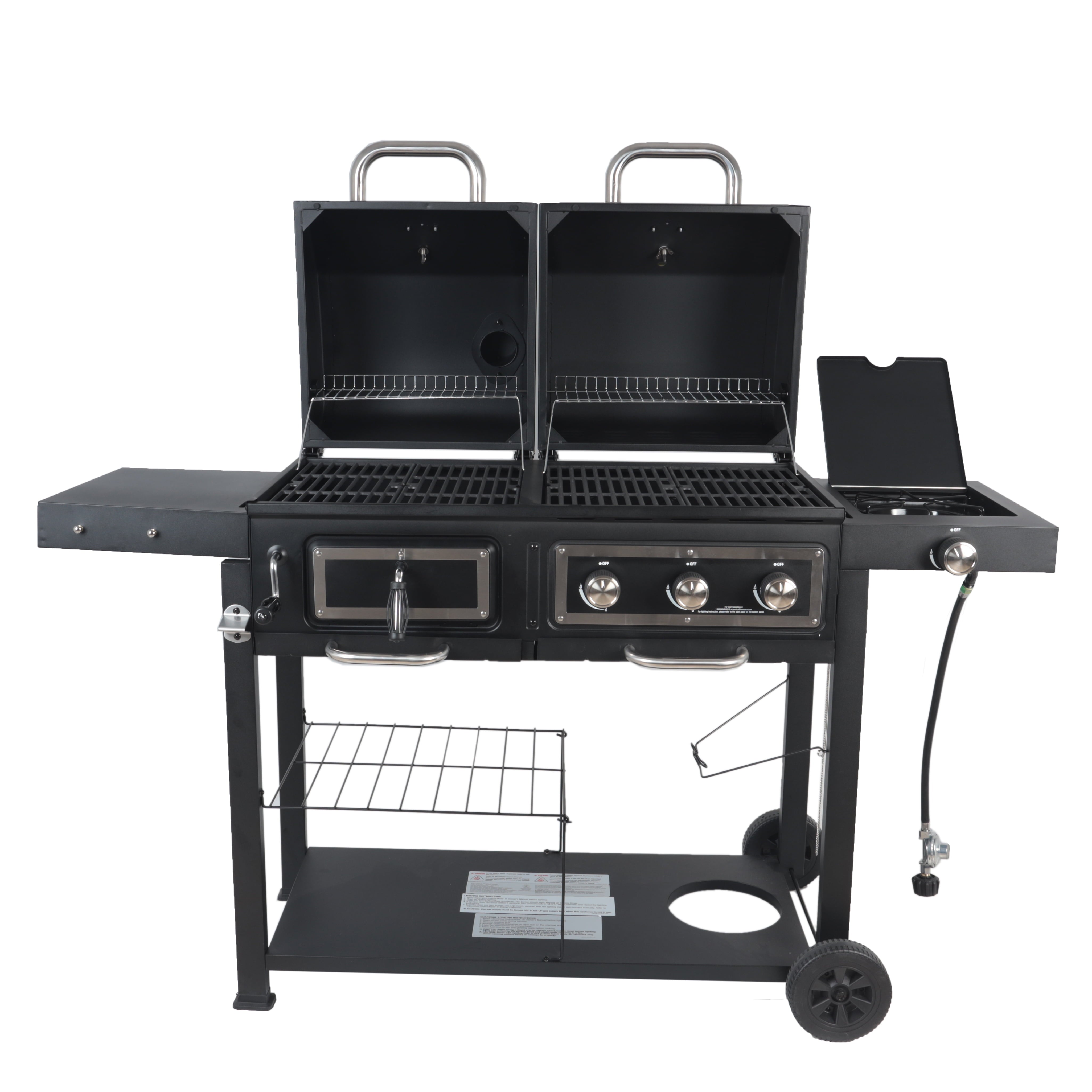 RevoAce Dual Fuel Gas & Charcoal Combo Grill, Black with Stainless