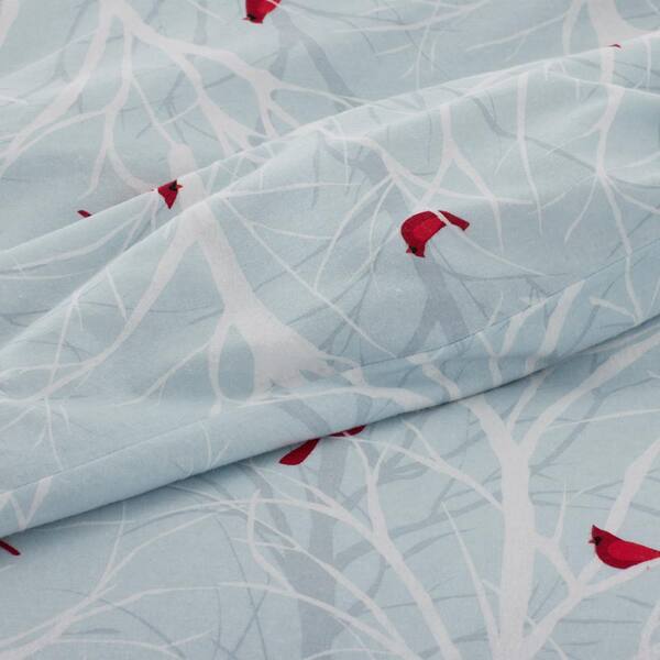 Company Cotton Winter Cardinal Velvet Flannel Blue Multi Cotton Queen Sheet Set