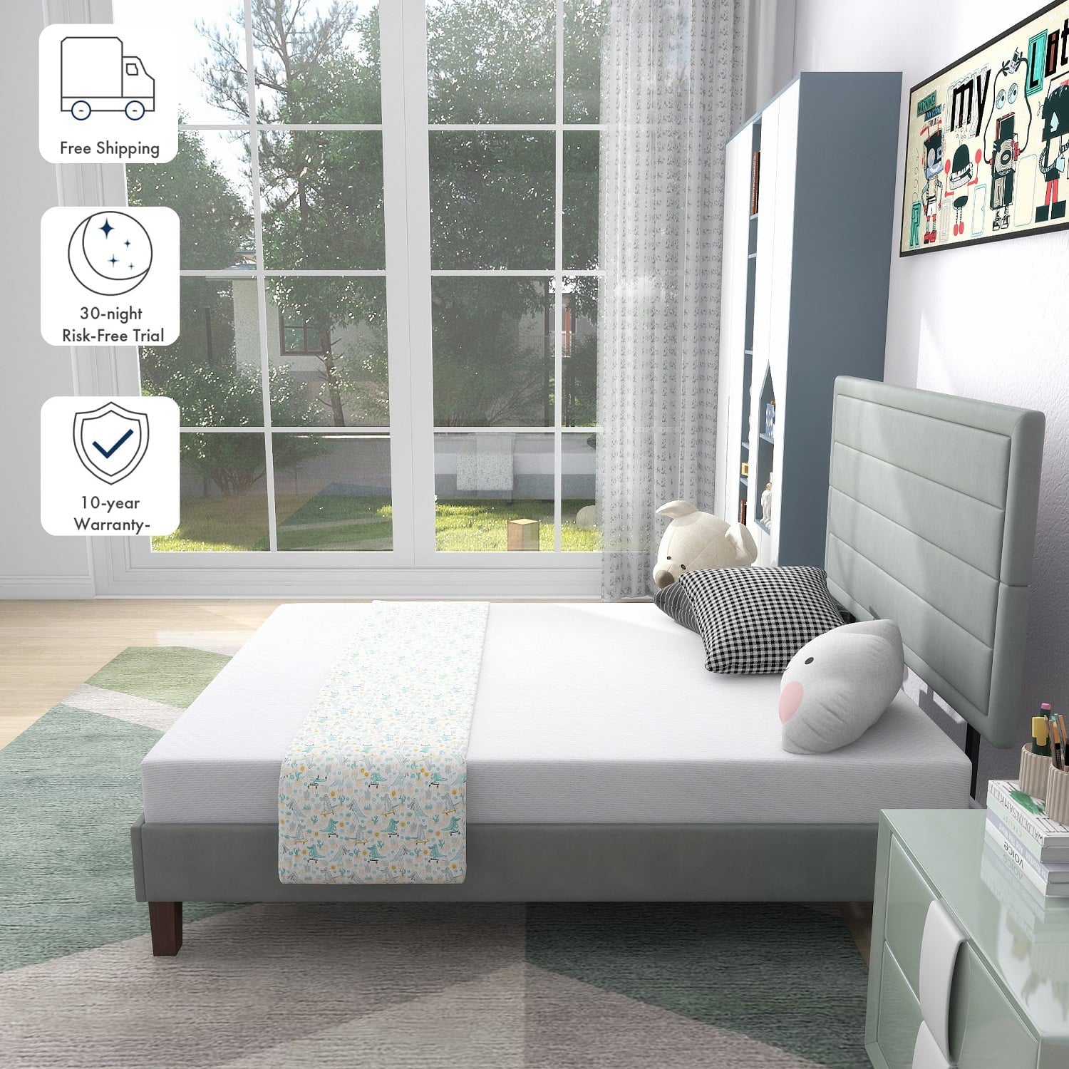 6 inch Twin Mattress Medium Firm Memory Foam Mattress Bed in a Box, Made in USA