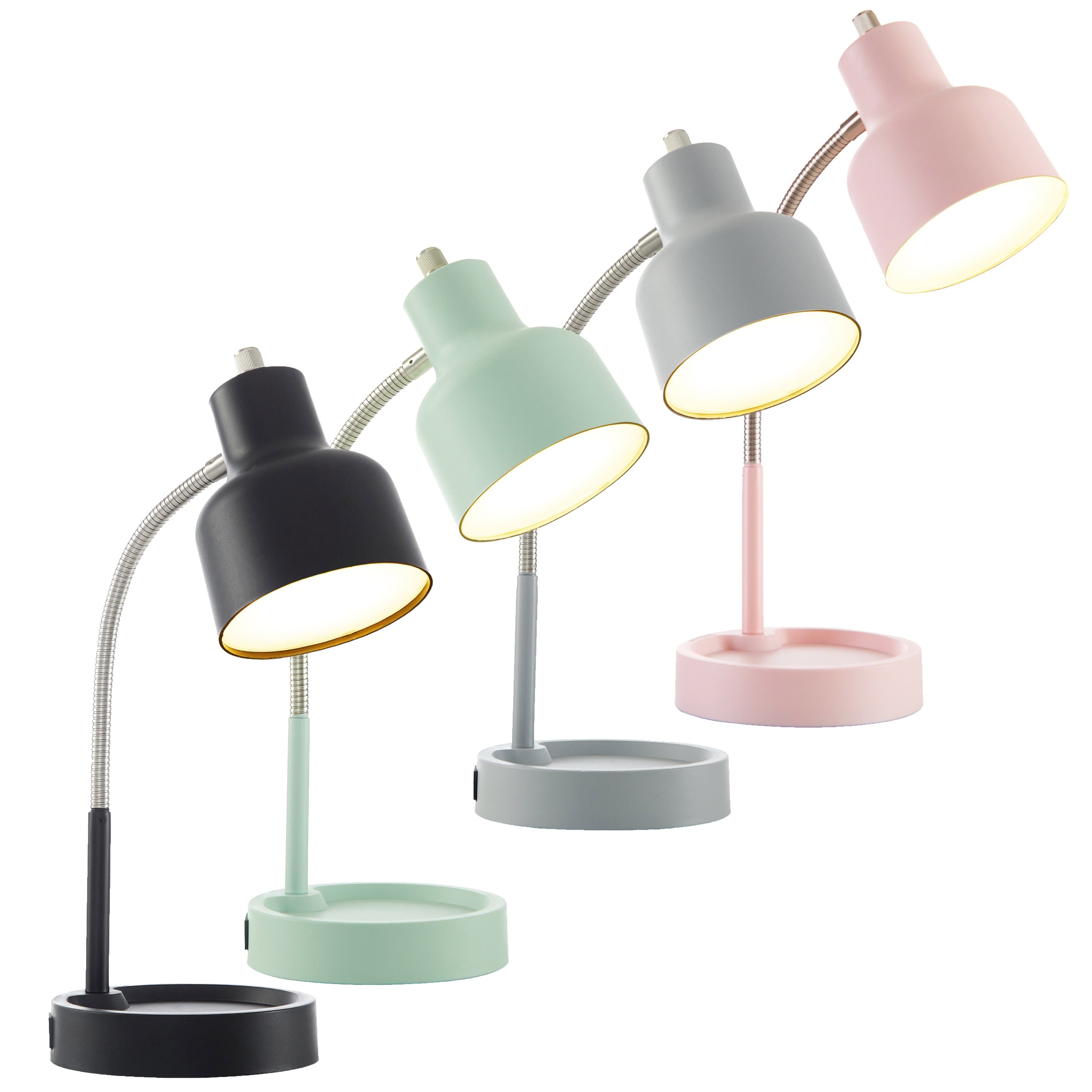 Mainstays LED Desk Lamp with Catch-All Base & AC Outlet, Matte Black