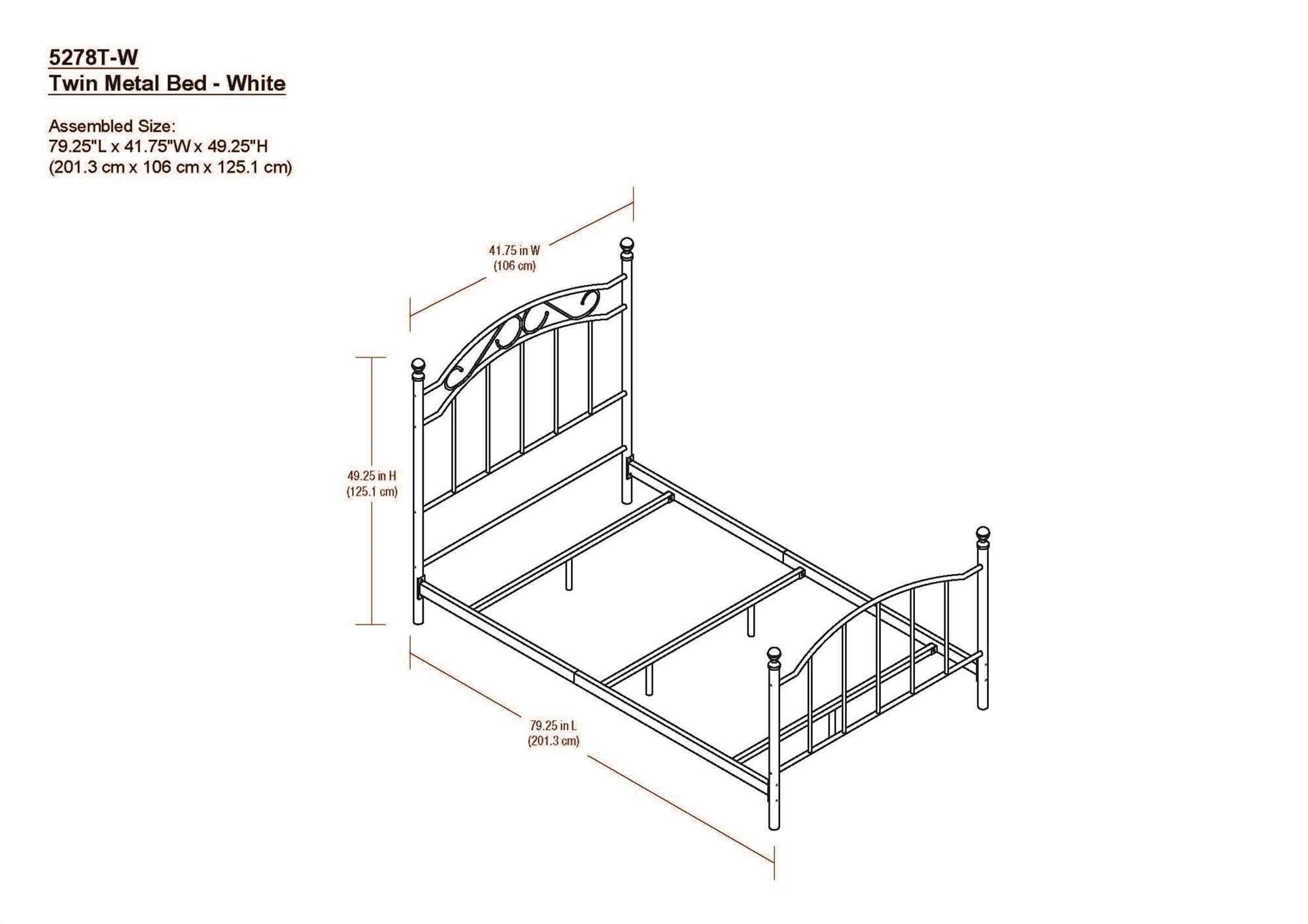 Mainstays Traditional Metal Bed Frame with Headboard and Footboard, Twin, White