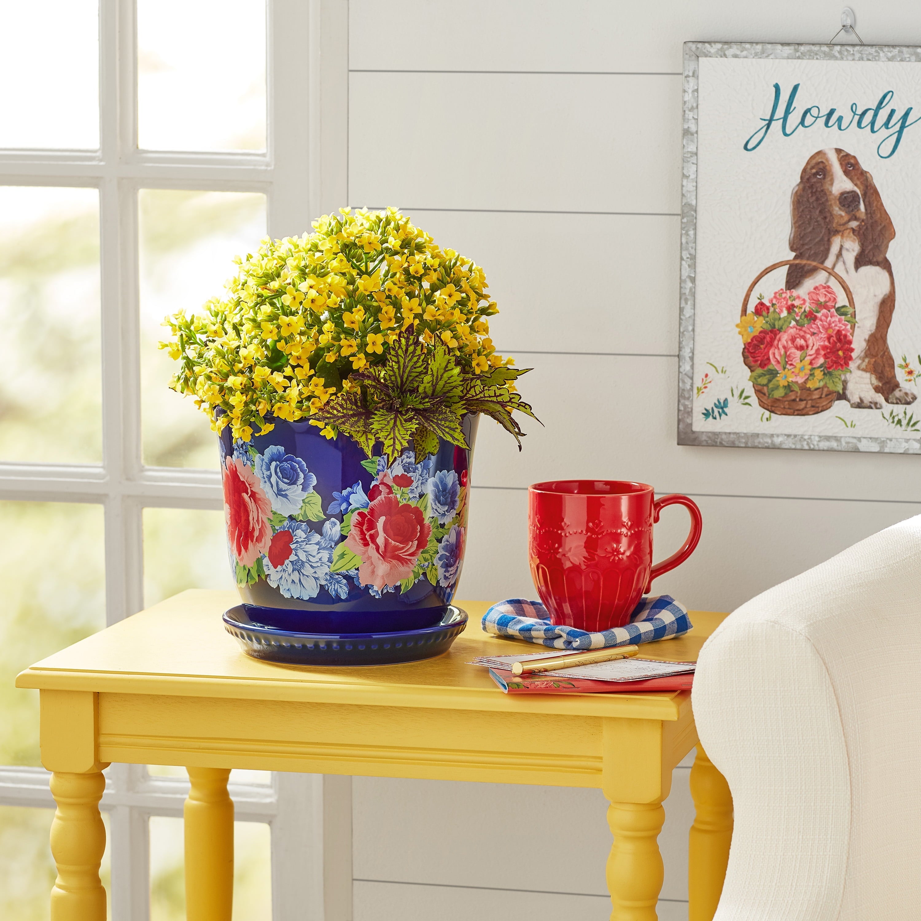 The Pioneer Woman Heritage Floral Planter, 8 inch, Stoneware