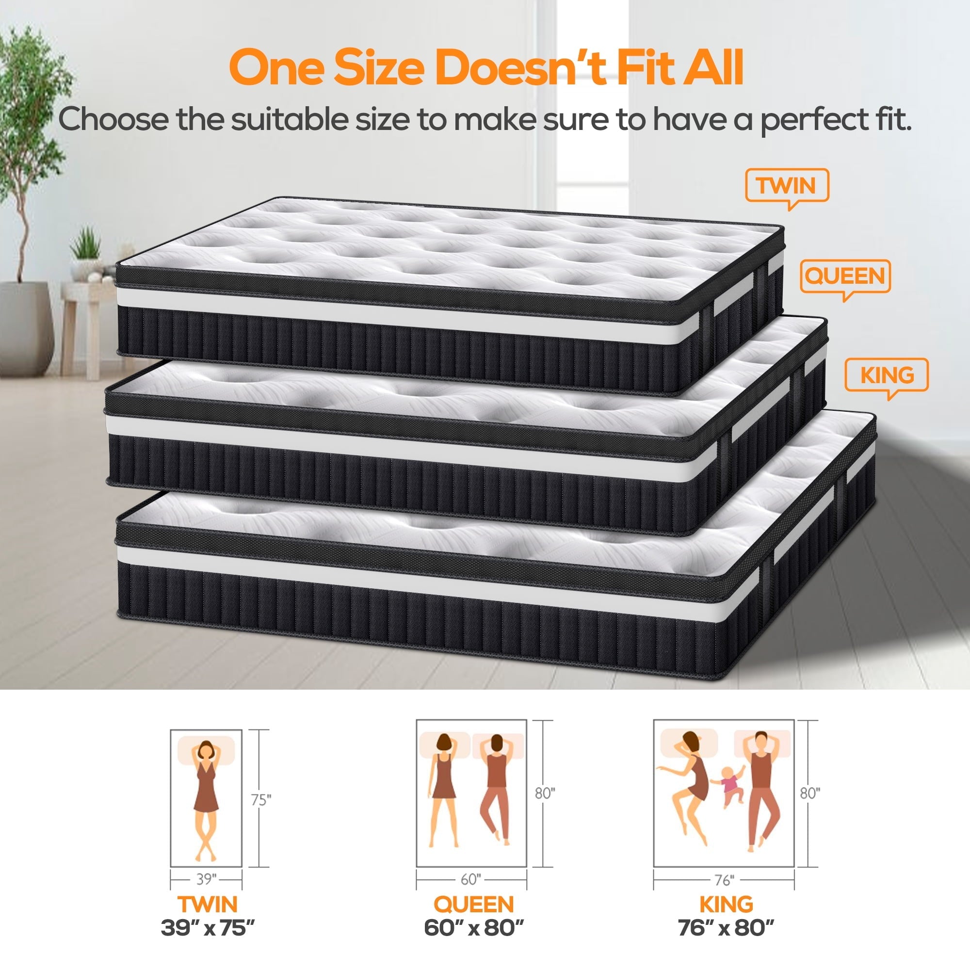 13 inch Memory Foam Innerspring Hybrid Mattress in a Box, Breathable Bed Mattress with CertiPUR-US Certified Foam for Sleep Supportive & Pressure Relief, King