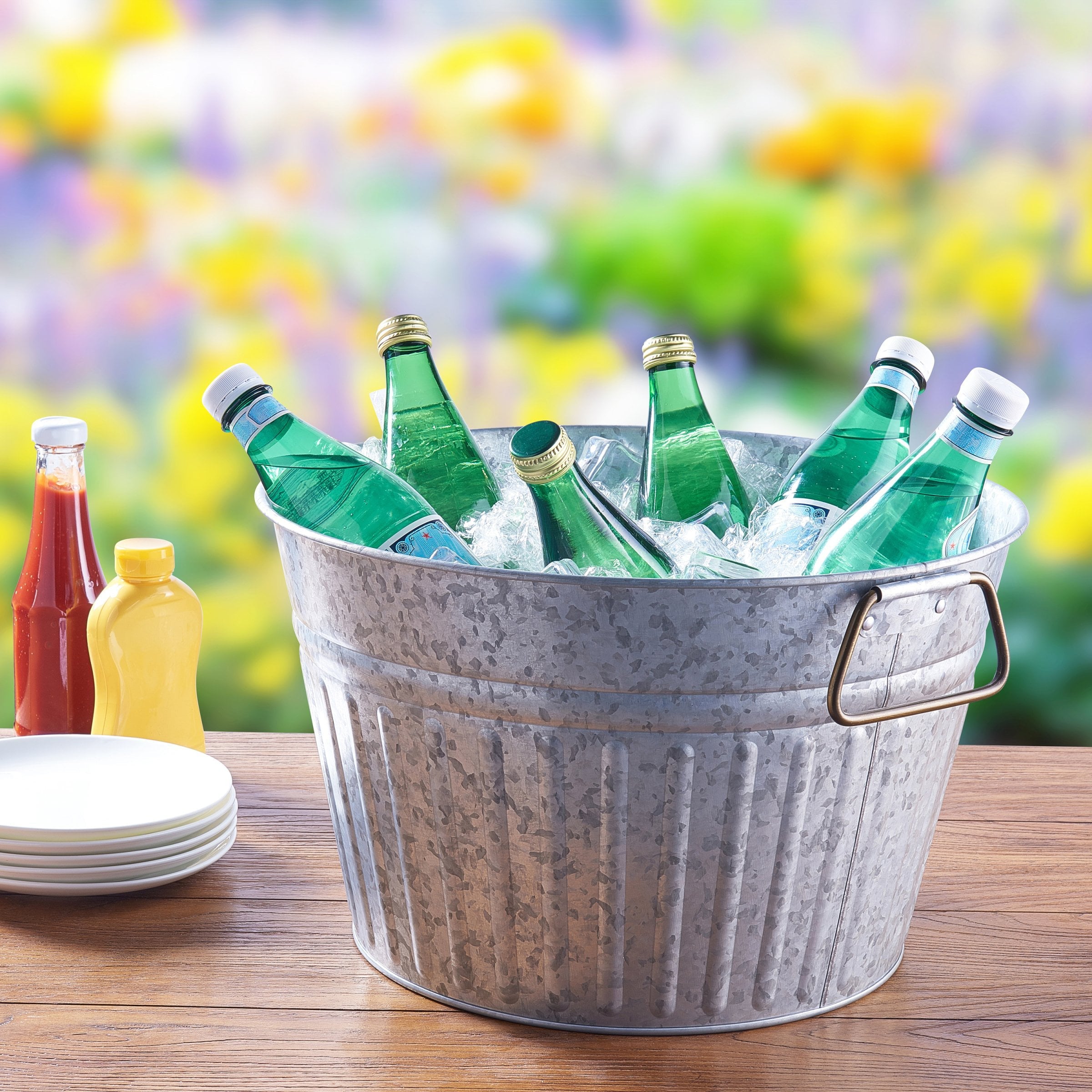 Better Homes & Gardens- Round Galvanized Tub, 15.0 in L x 15.0 in W