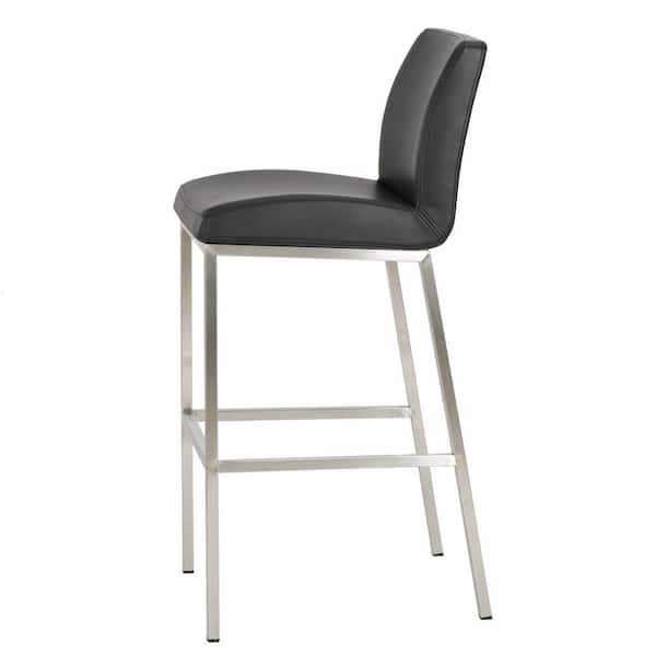 Vasos 30 in. Black Leather Bar Stool (Set of 2)