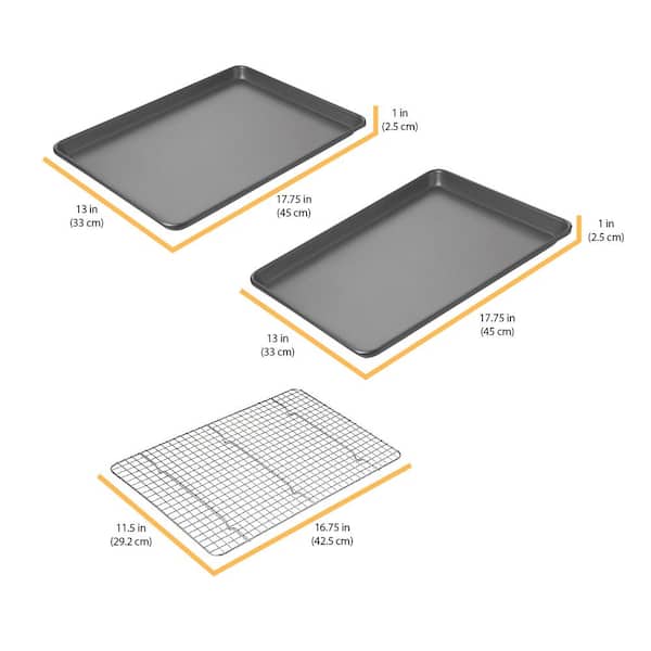 Professional Non-Stick Cookie/Jelly-Roll Pan Set with Cooling Rack