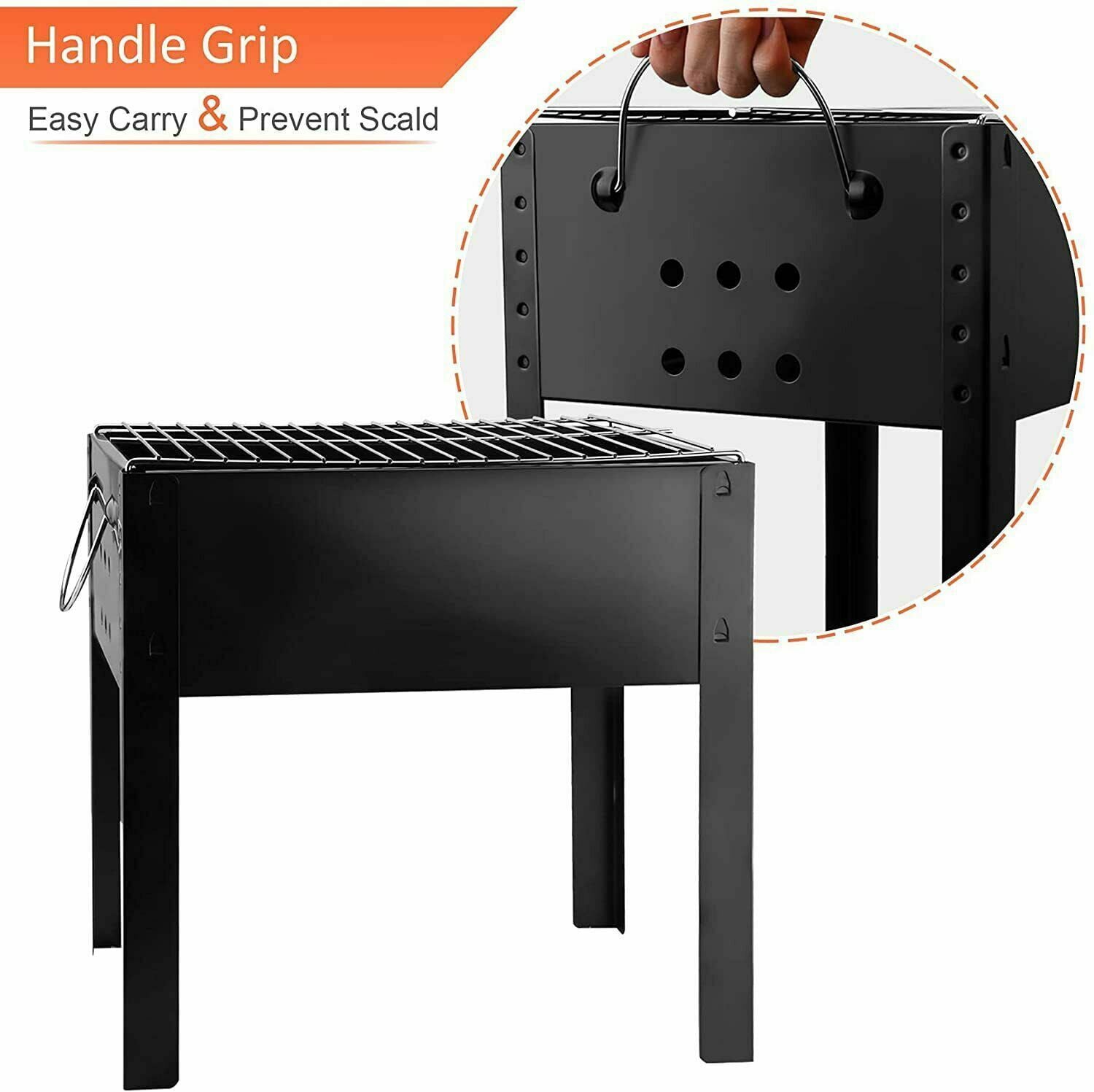 Portable Charcoal Grill Detachable Grill Cooking Station, Mini Tabletop Camping Grill BBQ, Black