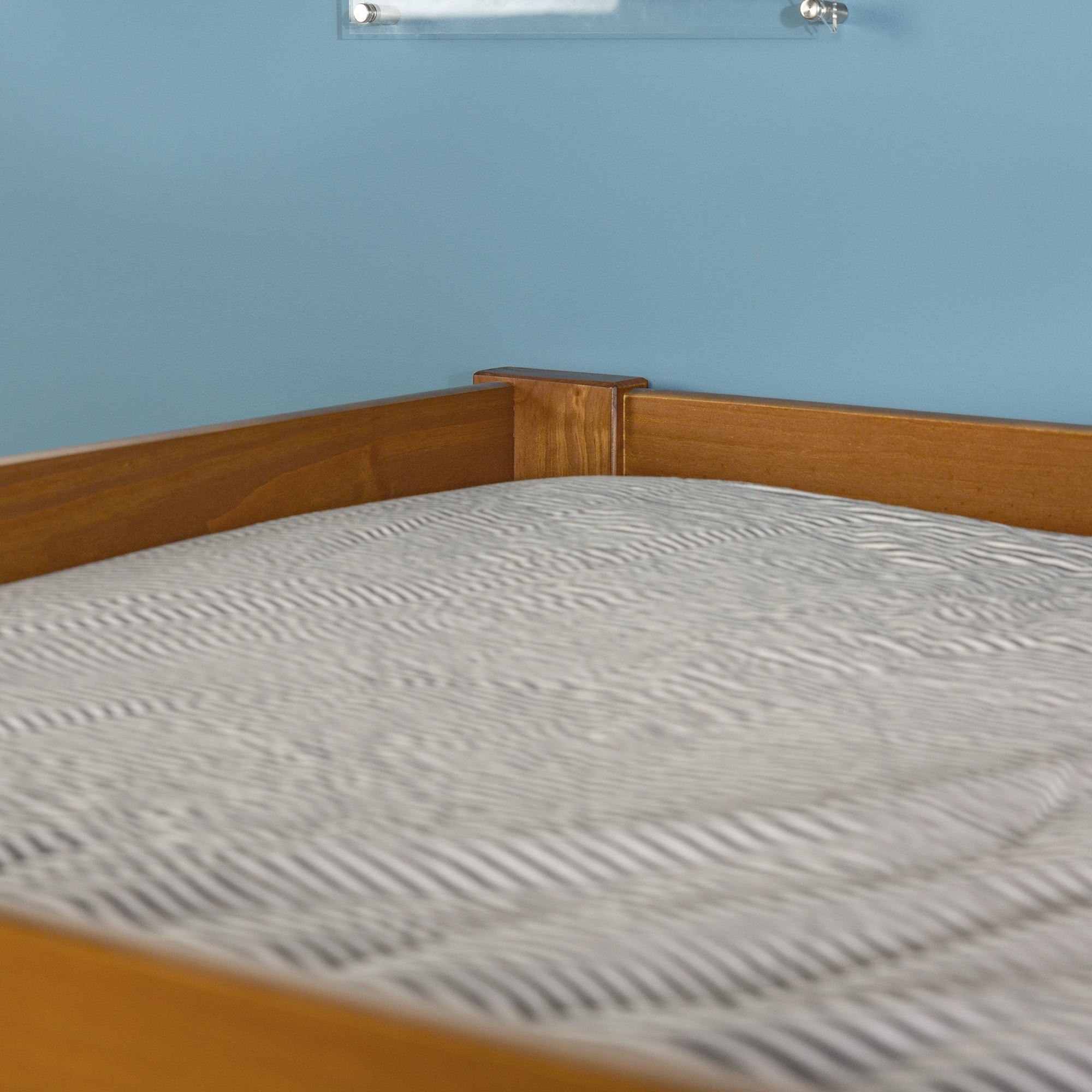 Walker Edison Modern Twin Over Twin Youth Bunk Bed, Caramel