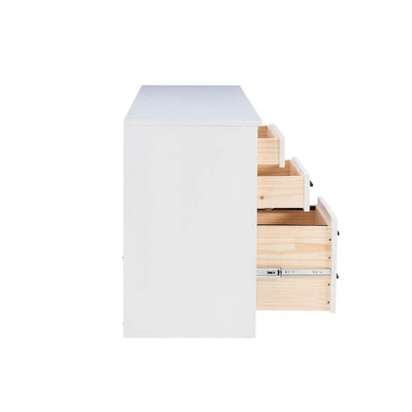 Waverly 65 in. W Rectangular White-Wash Wood 3-Drawer 1-File Cabinet Writing Desk